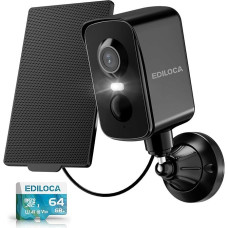 Wireless Outdoor Surveillance Camera, Solar Powered, Camera Surveillance with 64GB MicroSD Card, Motion Detection, 2K FHD, Coloured Night Vision, IP65, Weatherproof, App Control