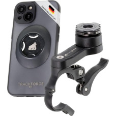 TRACKFORCE 360° iPhone 13 Pro Mobile Phone Holder with Vibration Absorber for Motorcycle, Bicycle & E-Scooter - Includes Mobile Phone Case & Back Attachment - Easy and Quick to Assemble - Suitable for