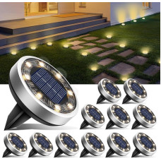btfarm Pack of 12 Solar Floor Lights Outdoor, 8 LED Garden Lighting, Solar IP65 Waterproof Floor Solar Lights, Solar Lights for Outdoor, Garden, Lawn, Driveway, Walkway, Patio, Warm White