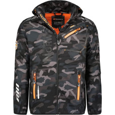 Geographical Norway Royal Vyriška softshell striukė, vyriška neperšlampama striukė su gobtuvu, lauko vėjo striukė, taktinė striukė, žieminė, idealiai tinka lauko veiklai - Camo juoda / oranžinė, dydis: l