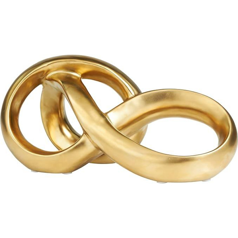 Deco 79 Abstraktus Dekoratyvinė skulptūra Keraminis begalybės lankas Namų dekoro akcentas Figūrėlė 11 x 5 x 5 colių aukso