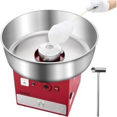 VEVOR Electric Cotton Candy Machine Commercial Cotton Candy Machines (1000W) with 52cm Stainless Steel Bowl & Sugar Scoop & Drawer, Perfect for Children's Birthday Parties Family Parties Red