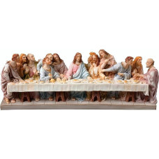 Jėzaus Paskutinė vakarienė 23 cm pločio Veroneso statula Rankomis tapytos dervos mokiniai