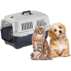 Ferplast Katzentransportbox CLIPPER 2, Hundetransportbox, IATA-zugelassene Reisebox, Haustiertransportbox für kleine Hunde und Katzen bis 8 kg, für Autoreisen, Flugzeug, Zug, 57x 37 x H 36 cm