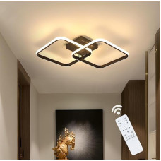 Goeco LED Ceiling Light Dimmable, 50 W Square LED Ceiling Light with Remote Control, 3000 K - 6500 K Black Acrylic Ceiling Light for Living Room, Bedroom, Bathroom, 64 cm