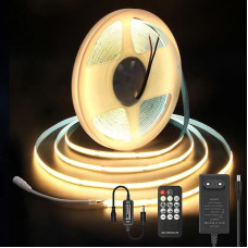ALITOVE 24 V COB LED Strip 10 m Dimmable 3000 K Warm White 320 LEDs/M Flexible LED Strip Light with RF Remote Control and Power Supply for Living Room Cabinet Lighting Kitchen Interior Decoration