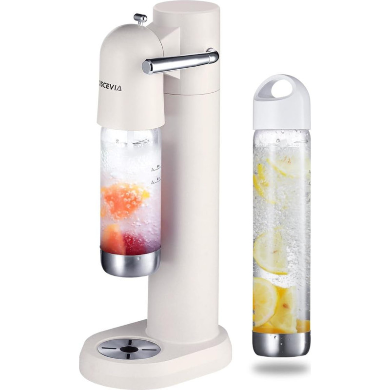 Vandens karbonatorius su plastikiniu buteliu (1 l + 0,5 l) - vandens karbonatorius namams, putojančio vandens aparatas, be BPA, suderinamas su 60 l CO2 cilindru su sriegiu (į komplektą neįeina) - baltas