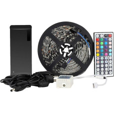 SUPERNIGHT 5050 SMD 5M 16.4ft RGB 300 LED Strip Kit Strip Light Strip Light Set Waterproof IP65 in Black PCB with 44 Buttons Remote Control + EU Plug DC 12V Power Supply