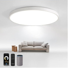 JDONG Smart 54 W LED Ceiling Light Dimmable WiFi Ceiling Light Compatible with Alexa and Google Home 3000-6500 K Flat Round Lamp for Bedroom Living Room Kitchen Hallway Balcony Cellar Diameter 50 cm