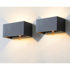 CELAVY LED Outdoor Light with Motion Sensor, 2 Pieces, Up Down Wall Light, Outdoor Wall Light, IP65 Outdoor Light, Wall Light, Outdoor Lighting, House Wall, Dark Grey