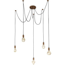 Trio Leuchten Cord 310100562 Pendant Light Metal Antique Copper Cable Coated Excl. 5x E27