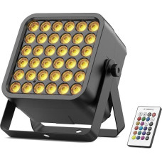 36 LED akumuliatoriaus prožektorius, 54 W 6 in 1 RGBWA + UV prožektorius, diskotekų vakarėlių šviesos žibintas su 5200 mAh akumuliatoriumi Nuotolinio valdymo automobilis 8/10CH, įkraunamas, tinka scenos vakarėliui, gimtadienio klubui