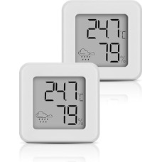 Digital Mini Thermometer Hygrometer Indoor Humidity Meter Room Temperature Monitor and Humidity Meter Temperature Humidity Meter (White-2-Piece)
