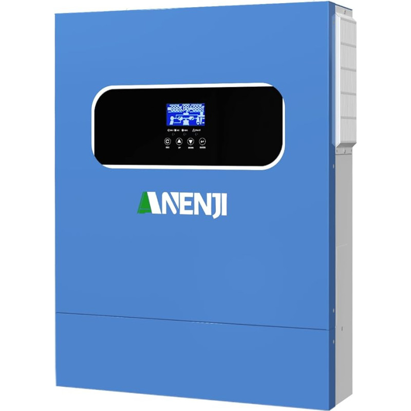 11000 W hibridinis saulės inverteris iš 48 V DC į 230 V AC su 160 A MPPT, maitinimas iš tinklo, 2 x 5500 W PV įvestis, veikimas be akumuliatoriaus + WiFi nuotolinis stebėjimas, 4 įkrovimo režimai nameliams ant ratų