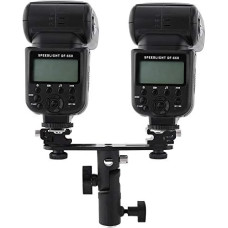 Double Flash Mount Black Light Tripod Mount Double Flash Shoe Hlash Umbrella Mount Light Stand Mount for Photography and Video Photograph