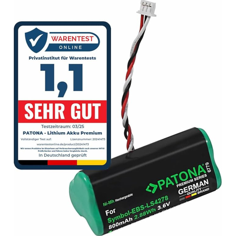 PATONA Premium baterija, skirta Symbol DS6878, DS6878-SR, LI4278, LS4278-M | Symbol 82-67705-01, BTRY-LS42RAAOE-01 | 3,6 V, 800 mAh, 2,88Wh | Brūkšninių kodų rankiniai skaitytuvai ir POS terminalai
