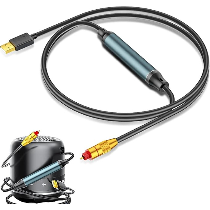 VEGOATY USB optinio garso adapteris USB-A su optinio pluošto SPDIF prievado jungtimi 1,5 m, 