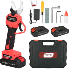 Battery Lopper 40 mm Electric Secateurs: Electric Pruning Shears with 2 x 3000 mAh Battery, SK5 with Safety Lock Fruit Tree Shears Suitable for Gardens, Branches, Flower Beds (Red)