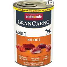 animonda GranCarno drėgnas ėdalas šunims su antiena (6 x 400 g, be grūdų, be cukraus, suaugusiems šunims, su šviežios mėsos ingredientais)