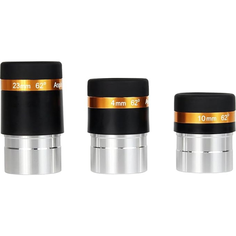 Svbony teleskopinių okuliarų rinkinys, 1,25 colio planetos okuliarų rinkinys 4 mm 10 mm 23 mm 62° plataus kampo okuliaras Aštrių vaizdų asferinis lęšis, skirtas stebėti dvinarius failus Mėnulio žvaigždžių spiečius