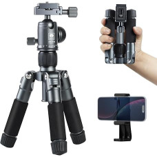 SIRUI mini trikojis Fotoaparatas 52 cm aliumininis mažas stalinis trikojis Kelioninis trikojis su 360° rutuline galvute, skirtas DSLR, išmaniesiems telefonams, maksimali apkrova 10 kg, pridedamas telefono laikiklis, AM-TT50