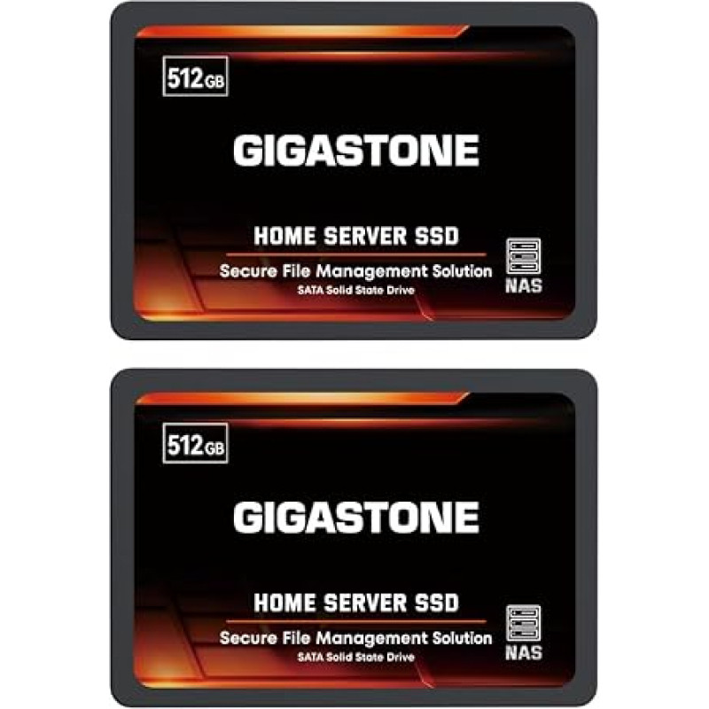 Gigastone Home NAS SSD 512 GB (2 vnt.) 24/7 Durable TLC High Durability Personal Server Cloud Data Storage RAID 3D NAND 2,5 colių SATA III vidiniai kietieji diskai