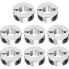 sourcing map Double Split Shank Collar 12mm Bore Two Piece Clamp Collar 30mm OD 10mm Thickness Aluminum Alloy Screw Split Ring 8pcs