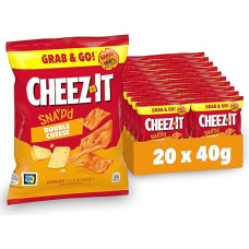 Cheez-It Snap'd Double Cheese Chips (20 x 40g), Cheese Chips with Thin, Crispy Texture, Baked Snack with 100% Real Cheese, No Artificial Colours or Flavours