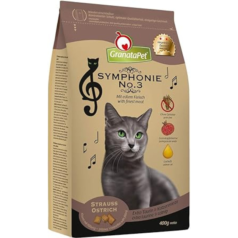 GranataPet Symphonie No. 3 Strauss, sausas ėdalas katėms, visavertis pašaras be grūdų ir cukraus, skanus kačių ėdalas, 300 g