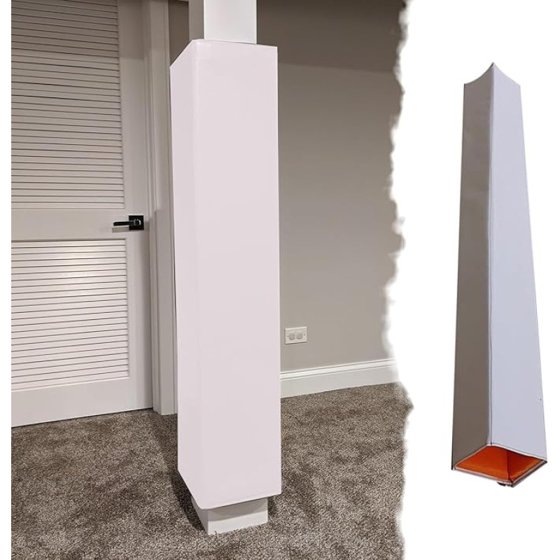 Schaumstoff-Stangenpolsterung für Basketballruten mit den Maßen 12,7 x 12,7 cm bis 20,3 x 20,3 cm, dick, schlagfest, idealer Schutz für Garage und Keller, Weiß, 8,9 x 8,9 cm