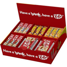 NESTLÉ KITKAT & LION saldainių mišinys, šokoladinių batonėlių dėžutė su 5 skirtingomis rūšimis, iš viso 64 batonėliai, pakuotė po 1 (1 x 2,6 kg)