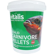 Vitalis Cichlid Cichlid Carnivore Pellets 4 mm granulės mėsėdžiams ciklidams | Granulės žuvų maistui akvariume ir tvenkinyje | Granulės žuvų maistui ciklidams Žuvų maistas su natūraliomis spalvų stipriklėmis