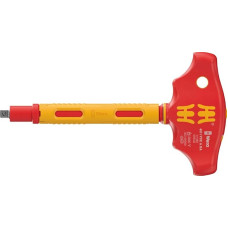 Wera 05005121001 410 i VDE A RA VDE Insulated Cross Handle Adapter Screwdriver with Ratchet Function for 1/4 Inch Socket Spanner Inserts, 1/4 Inch x 130 mm
