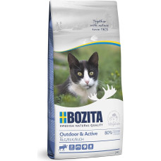 Bozita Outdoor & Active Dry Cat Food with Elk - 10 kg - Wheat Free Dry Food for Active, Sensitive Cats - 30% Protein, 20% Fat - No Sugar & GMO - From Sweden