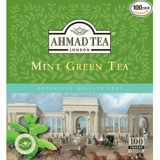 Ahmad Tea - Mint Green Tea Pack of 100 Green Bag Tea 2 g with Ribbon