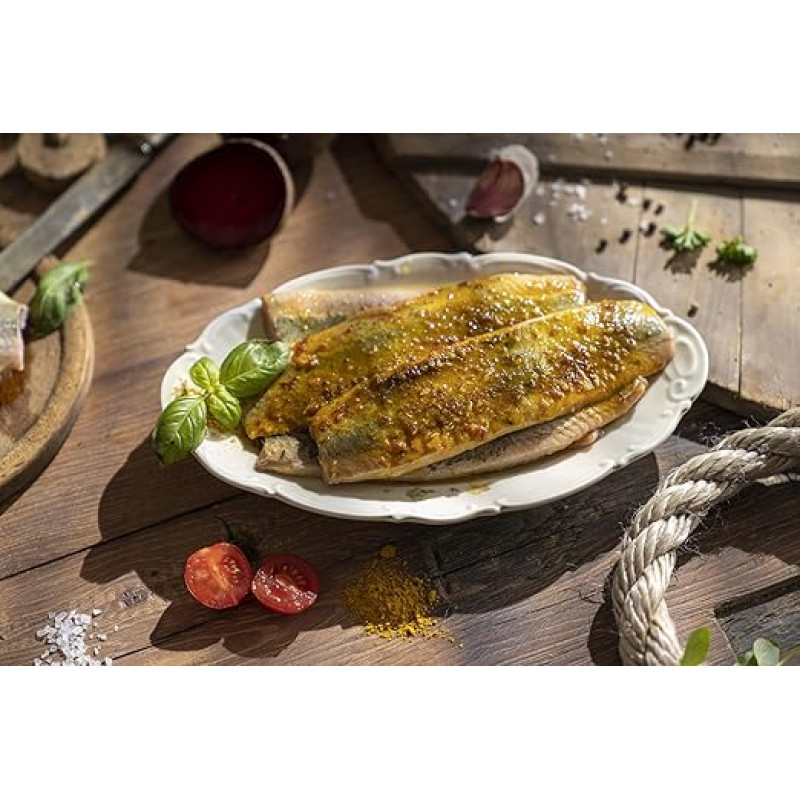 GreetFish Matjesfilets, in Handarbeit hergestellt, Matjesfilets in Curry eingelegt, 2250g