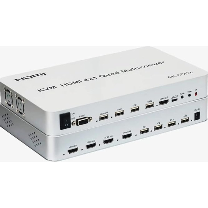 HDMI KVM Quad Splitter 4x1.4K 60Hz KVM HDMI Multi-Viewer 4X1 HDMI Quad Screen Multiviewer su vientisu 4 in 1 HDMI Multi Viewer USB Keyboard Mouse PC (4K 60HZ)