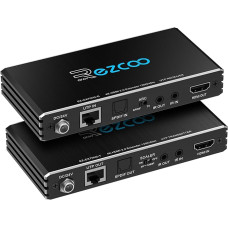 ROFAVEZCO 4K@60Hz HDMI ilgintuvas ARC HDR10 18Gbps per Cat5e Cat6 su SPDIF Toslink, dvikryptis PoE+IR+CEC 230ft 1080P, 130ft 4K HDMI2.0 HDCP2.2, 