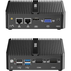 WEIDIAN Fanless PC, Industrial PC, N100 (up to 3.4 GHz) Industrial Fanless Mini Computer, HD/VGA Dual Display 4K HD, USB 3.0, 2RS232 Com, 2 Gigabit Ethernet, WiFi, Win 11 (8GB RAM 128GB SSD)