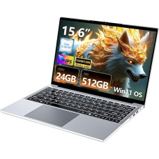 AUKABREX nešiojamasis kompiuteris 15,6 colių, 24 GB RAM, 512 GB SSD, 