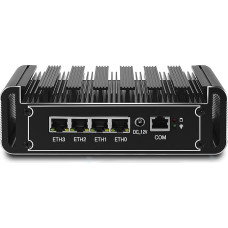 4 Port Firewall Micro Appliance, Mini PC, Fanless, VPN, Router PC, Intel N5105 Quad Core, AES-NI, 8GB RAM, 128GB SSD, 2xUSB3.0, 2xUSB2.0, HDMI, DP, Console, Compatible with pf-Sense Plus OPNsense