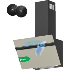 FIREGAS 60 cm ištraukiamasis gartraukis su bešepetėliniu varikliu, 684 m³/h oro srautas, 9 ventiliatoriaus lygiai, kampinis gartraukis, A+++ energijos vartojimo efektyvumo klasė, jutiklinis valdymas ir valdymas gestais, pilkas