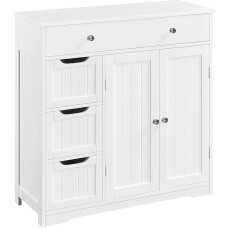 Yaheetech Bathroom Cabinet with 4 Drawers & 1 Cabinet and Adjustable Shelf, Bathroom Cabinet, Base Cabinet for Bathroom/Entrance/Hallway, 81 x 30 x 81.5 cm, White