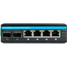 Outdoor Hard 6-Port Gigabit Industrial Fiber Switch 2 SFP Fiber Optic Ports and 4 RJ45 Port Network Switches (No SFP Transceiver)