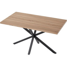 JZGORC Modernus stačiakampio formos valgomojo stalas, šiaurietiškas valgomojo stalas su MDF stalviršiu, valgomojo stalas su juodomis metalinėmis kojomis, valgomojo stalas svetainei arba virtuvei, 140 x 78 x 77 cm - šviesus ąžuolas