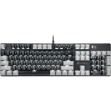 Qisan Wired Mechanical Gaming Keyboard White Backlit Brown Switches Full Size 104 Keys US Layout Grey and Black
