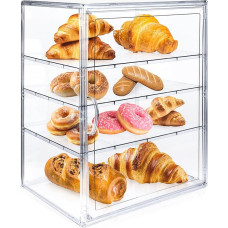 Pyragaičių vitrina, duonos dėžutė virtuvei, stalviršis, pyragaičių vitrina, 4 sluoksniai, reguliuojama, skaidri, duonos laikymo vieta su magnetinėmis durelėmis, kepyklos, pyragaičių vitrina virtuvės stalviršiui, duona