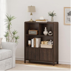 [en.casa] Lukkodso Highboard Sideboard 103 x 80 x 28 cm Universali spintelė Svetainės spinta su 2 durimis ir 5 skyriais, skirta svetainei Riešutmedžio išvaizda