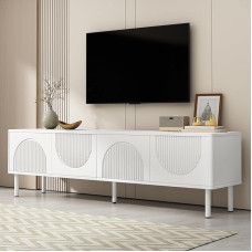 Gxffipw TV Cabinet Length 180 cm for TVs up to 75 Inches, Lowboard White with 4 Doors and Storage Space, TV Cabinet with Matte Surface and Cable Management, TV Board White