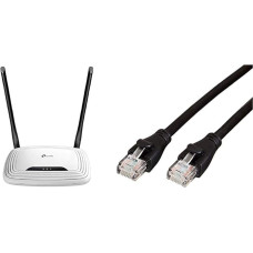 TP-Link TL-WR841N N300 WiFi Router, White/Black & Amazon Basics Ethernet Network Cable, RJ45, Cat6, 0.9 m, 1000Mbps